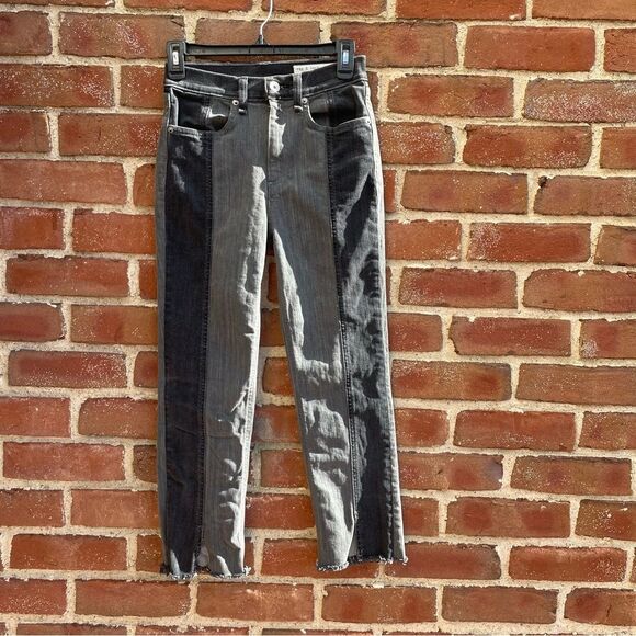 Rag & Bone $275 Evelyn Two Tone High Waisted Jeans Frayed Hem sz 25 - Picture 11 of 12